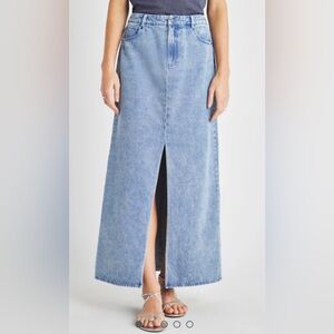 Splendid Rhiannon Blue Jean Denim Maxi Long Skirt Front Slit Size Small.